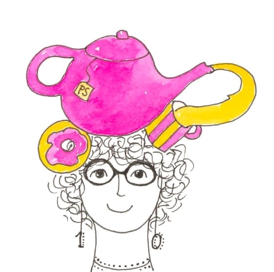 Illustrazione ad acquerello — ritratto con teiera, di Carla Bravi
